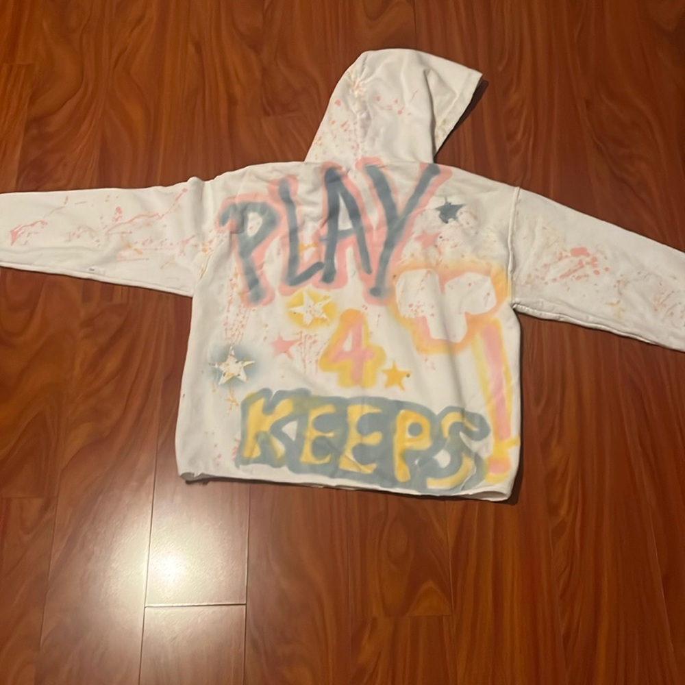 Kids Graphic Hoodie - White and Pink
